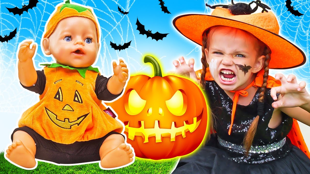 Maya and Lina go Trick or Treating! Baby Born doll & Halloween party ...