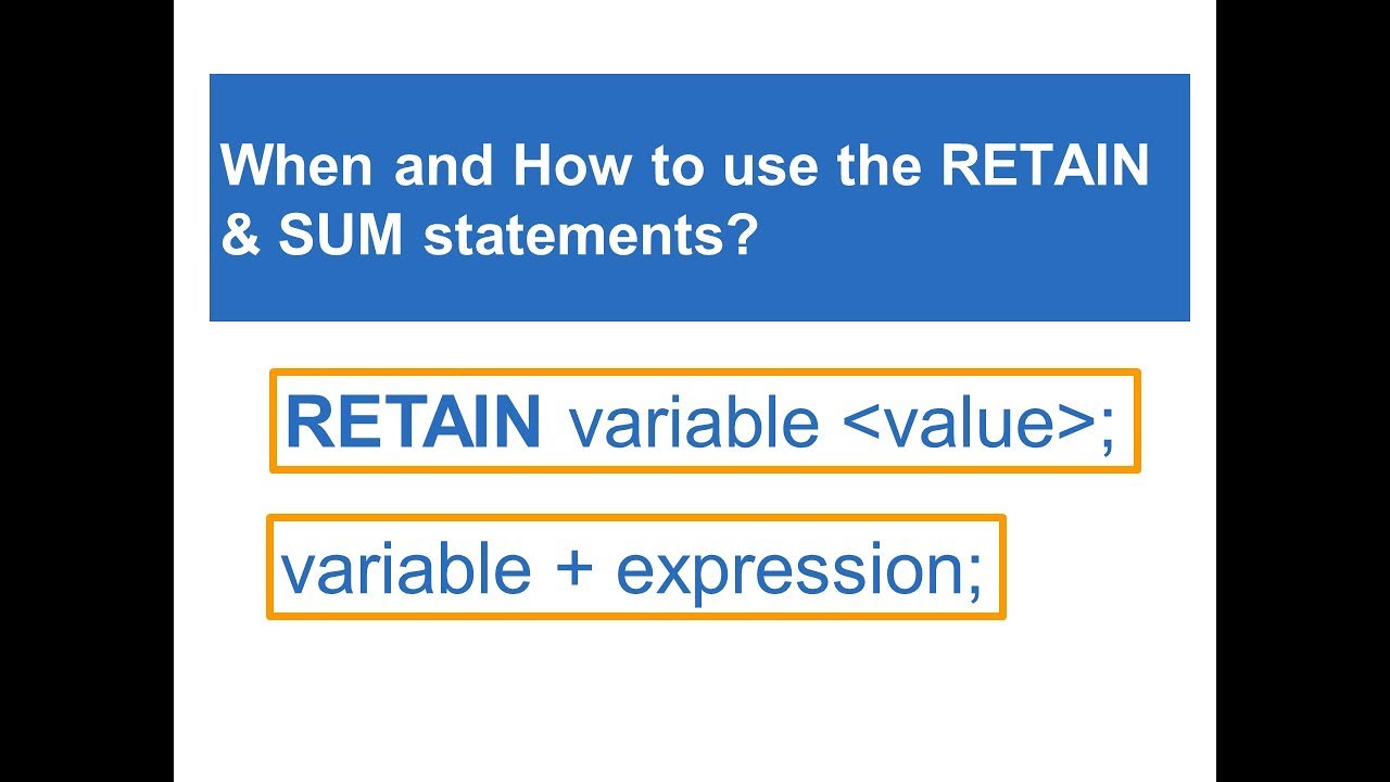 Program Data Vector (part-2) | The RETAIN Statement | The SUM Statement