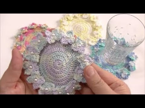 【かぎ針編み】紫陽花のコースター☆ Crochet Hydrangea coaster ☆ 크로셰 뜨개질 수국 코스터