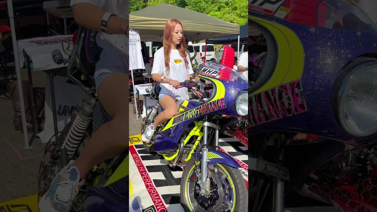 【旧車ギャル】超美人さんかGS400で吸い込み爆音がカッコ良すぎた❗️#旧車女子 #gs400 #ばんちゃんねる