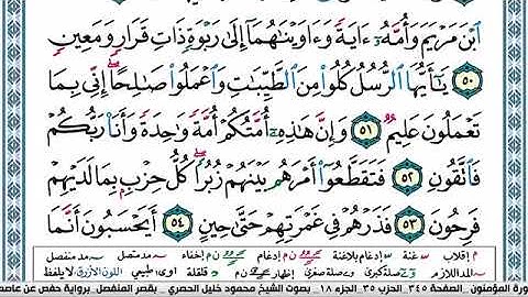 سورة المؤمنون مكتوبة محمود خليل الحصري Surah Al Moamenon