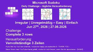 Sudoku Daily Challenges | Irregular – Easy | Jun 27th, 2026