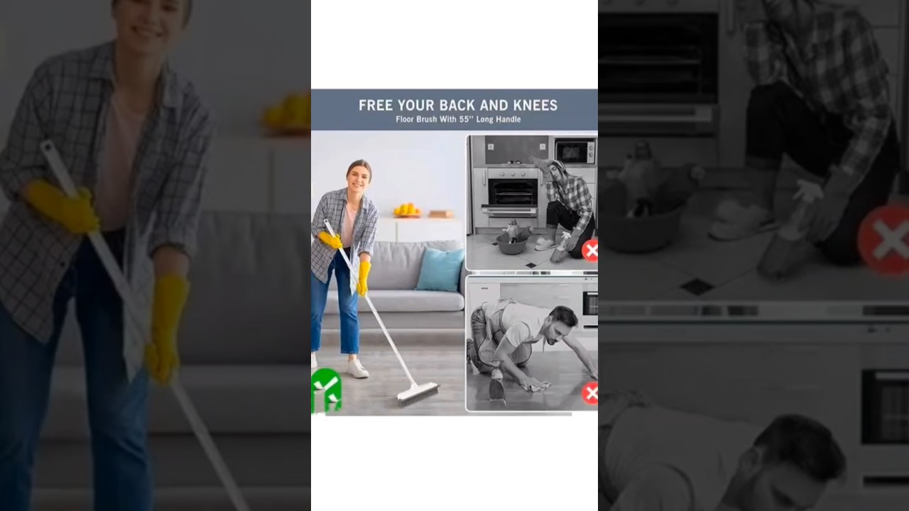 Cleaning brush with wiper 2 in 1tiles cleaning brush Floor Scrub brush 