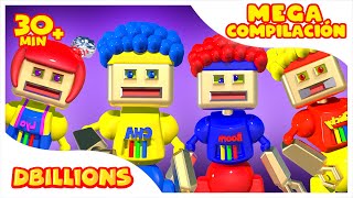 Robot Cha-Cha, Chicky, Boom-Boom y Lya-Lya | MEGA Compilación | D Billions Canciones Infantiles