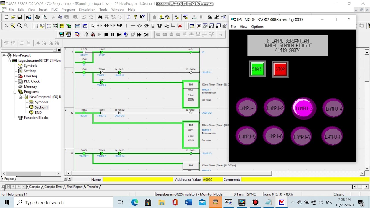 KUIS AUTO 8 LAMPU MENYALA BERGANTIAN MENGGUNAKAN CX PROGRAMMER - YouTube