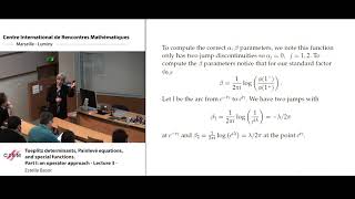 Estelle Basor: Toeplitz determinants, Painlevé equations, and special functions. Part I - Lecture 3