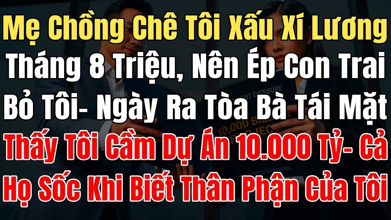 Mẹ Chồng Chhê Tôi Xấu Xí Lương 8 Triệu Nên Ép Con Trai Bỏ Tôi, Ngày Ra Tòa Bà Tái Mặt Dự Án 10000 Tỷ