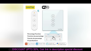 LoraTap 4th Tuya Roller Shutter Blinds Curtain Switch Remote Control Percentage Operate work with Go