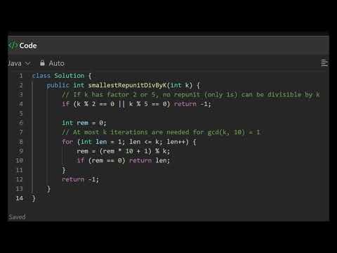1015 Smallest Integer Divisible by K