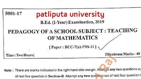 method question pedagogy of mathematics 7a Patliputra university B.Ed.1st year question 2019 ppu