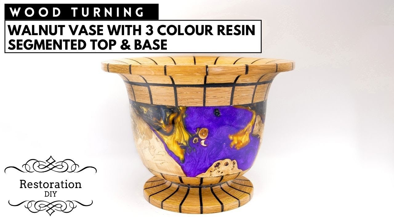 Woodturning | Walnut Bowl with 3 Colour Epoxy Resin | Restoration DIY