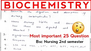 Biochemistry Most Important Question? for Bsc Nursing 2nd semester ?Must watch ?