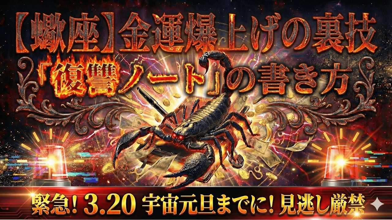 【蠍座】16年の地獄終了。大きな富が手に入ります。※『復讐ノート』の儀式が必要です。