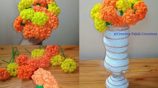 Marigold flower making in Hindi step by step,गेंंदे का फूल बनाएंं क्रोशिए से आसानी से Crochet flower