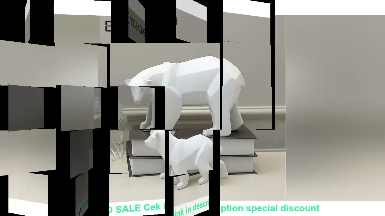 ERMAKOVA Bear Sculpture Geometric Resin Polar Bear Statue Fashion Desktop Ornament Modern Abstract B