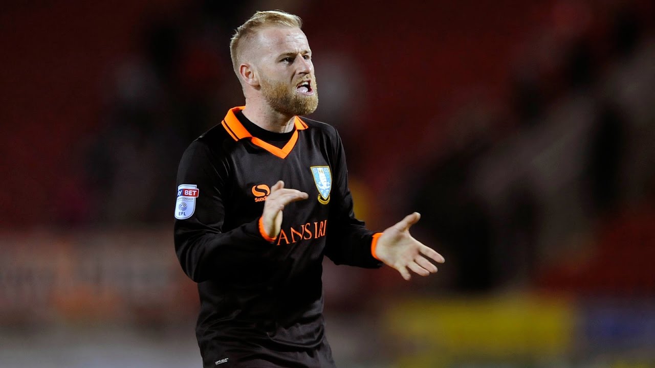 Sheffield Wednesday fans and players celebrate victory at Rotherham football score