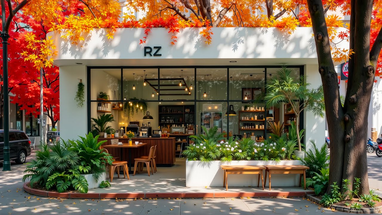 Peaceful Café on a Sunny Autumn Street 🍂 Relaxing Jazz Music for Work, Study & Coffee Break
