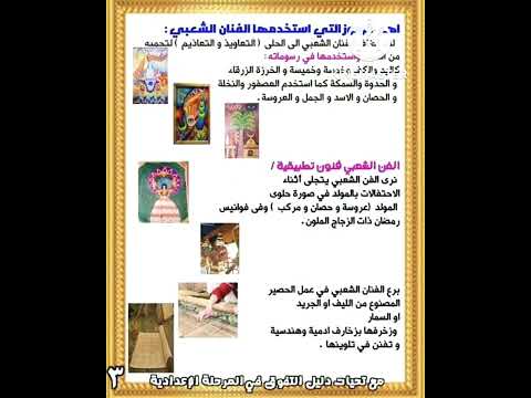 تلخيص تربية فنية للصف الأول الاعدادى ترم اول فى ٥ورقات فقط 