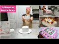 Decorando 3 pasteles, como montar un pastel 2 en uno para darle altura + pastel de colores arcoiris