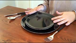 Black and Silver Disposable Dinnerware Set for 30 Guests