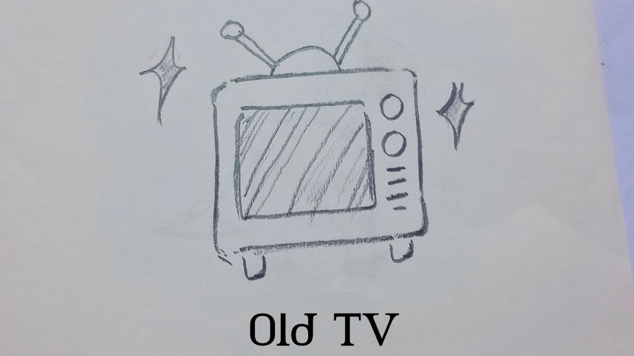 Very easy draw old TV kids drawing 