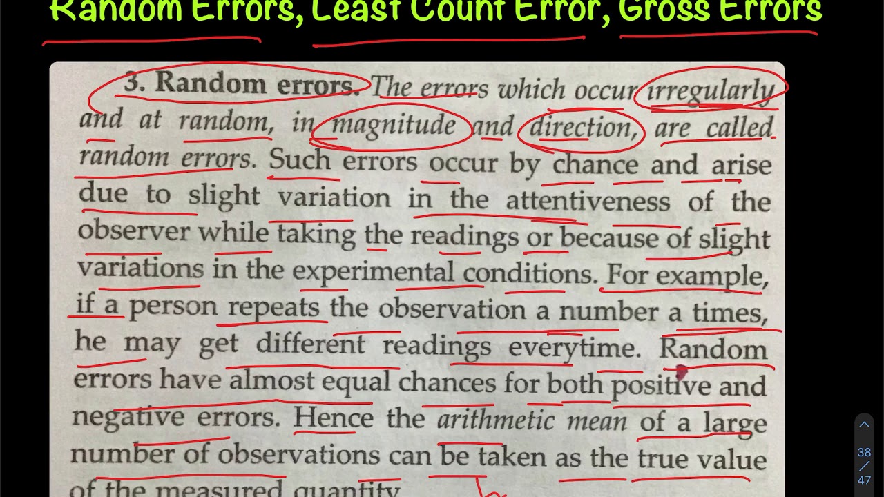 30 Random Error, Least Count Error, Gross Error YouTube