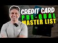 Master credit card pre qualification list over 80 options