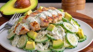 Das Geheimnis für Jugend und Schönheit! Gurken-Hähnchen-Avocado-Salat in 2 Minuten