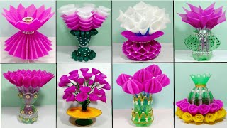 8 FLOWER VASE & GULDASTA CRAFT IDEAS WITH PLASTIC BOTTEL & FOAM /FOAM BOUQUET