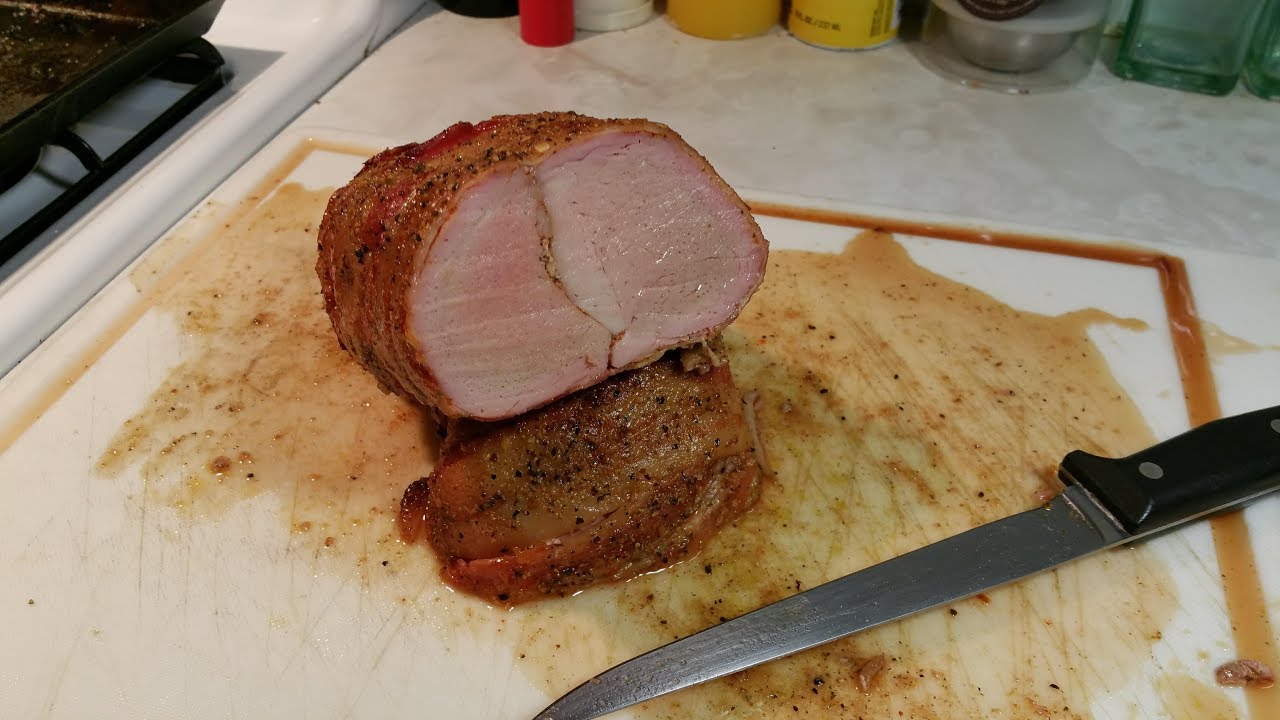 Double Pork Tenderloin Bacon Wrap roasted on the PK Grill/Roaster - YouTube