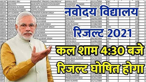 Jawahar Navodaya Vidyalaya Result 2021 Class 6 Date - Navodaya Result 2021 Kab Aayega - JNV