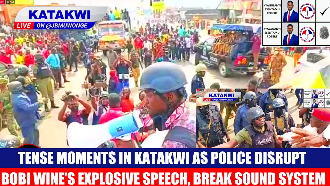 Tense Moments in Katakwi as Police Break  Bobi Wine’s Sound System, Beat Up his Security