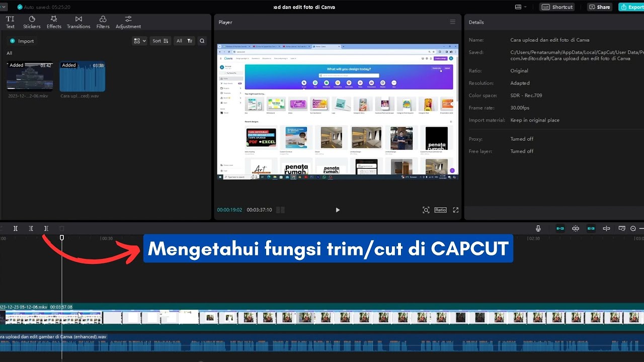 Cara Trim Dan Cut di Capcut PC - YouTube