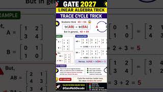 🔥 GATE 2027 Linear Algebra Trick | Matrix Shortcut Most Students Miss 😱 | Trace Cycle Trick#shorts