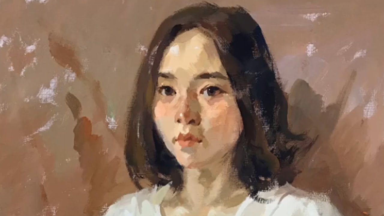 Painting girl portrait with gouache - YouTube