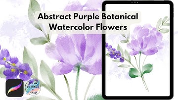 Abstract Purple Botanical Flower Painting in Procreate, Digital Watercolor iPad Art, Paint this!