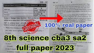 💯8th science ps and ns cba3 sa2 question paper 2023🔥ap 8th class science cba3 sa2 key