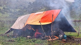 Nepali Mountain Village Life | Sheep Shepherd Life | Rainy Day | Organic Food Cooking | Real Life