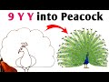 Learn How to Draw So Cute Peacock From 9 Y Y | How to Make Peacock Drawing in Very Easy Steps