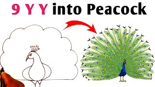 Learn How to Draw So Cute Peacock From 9 Y Y | How to Make Peacock Drawing in Very Easy Steps
