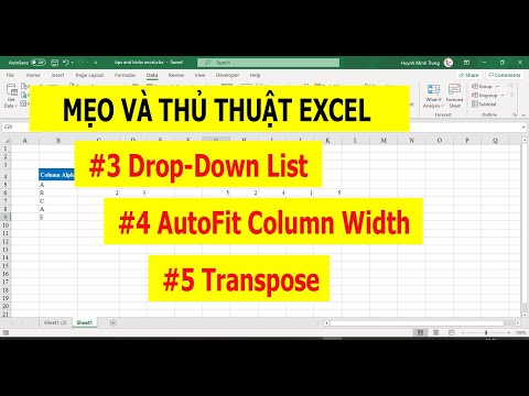 Mẹo và Thủ thuật Excel | Drop-Down List | AutoFit Column Width | Transpose