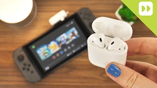 In today's video, we will be taking you through the steps to
connecting your apple airpods a nintendo switch using an easy plug and
play bluetooth adaptor...