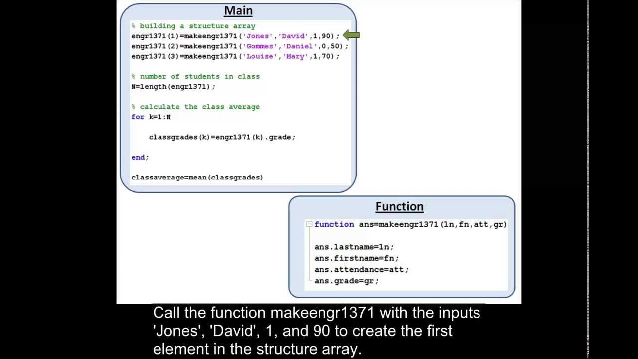An example using information from a structure array in MATLAB - YouTube