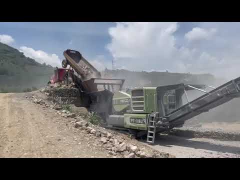 Мобильная щековая дробилка 1060x700мм на гусеницах дизель-электрическая, видео 5