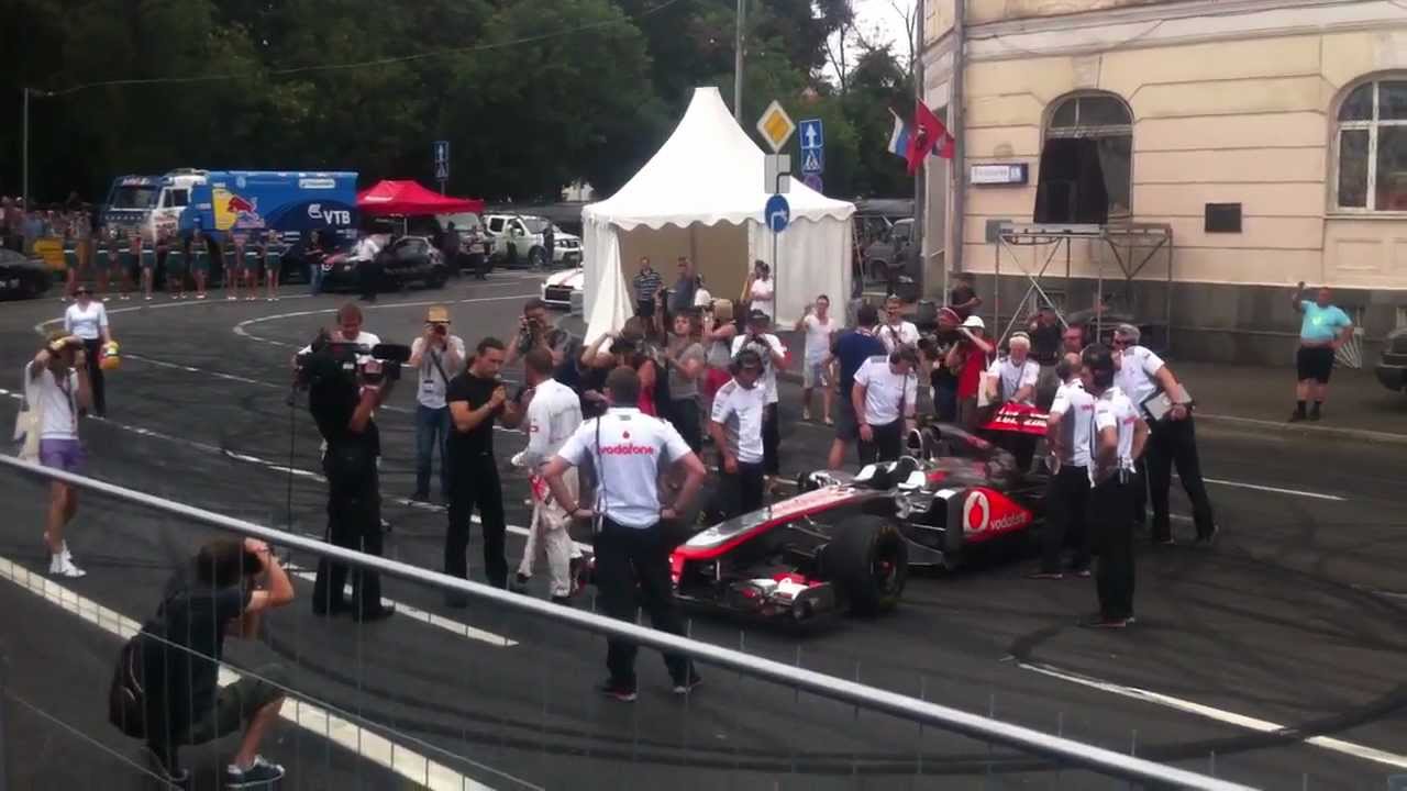 Lewis Hamilton on Moscow City Racing from VIP stand 15 July 2012