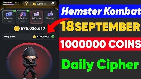 18 September Hamster Kombat Daily Cipher Code Today