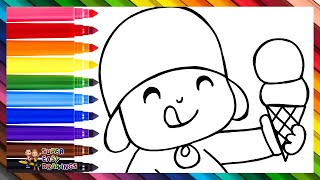 Draw And Color Pocoyó Eating Ice Cream Drawings For Kids