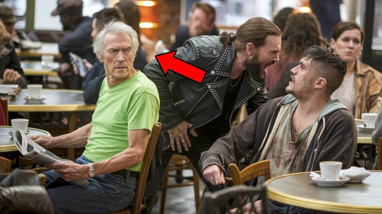 A biker humiliated a black boy without knowing Clint Eastwood was following him!