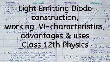 LED Light Emitting Diode, construction, working, VI Characteristics, uses, Chapter 14, Semiconductor