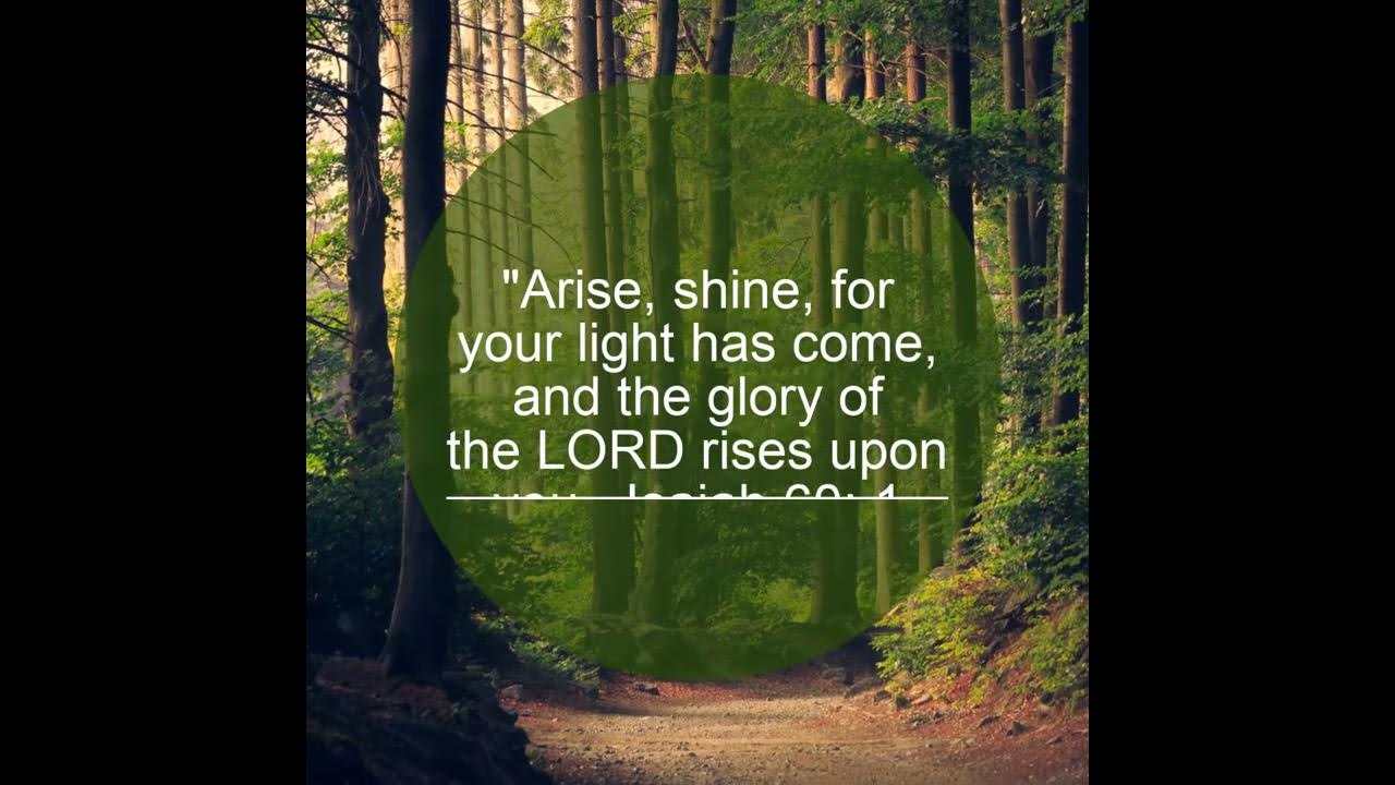 "Arise, shine, for your light has come, and the glory of the LORD rises upon you...Isaiah 60: 1